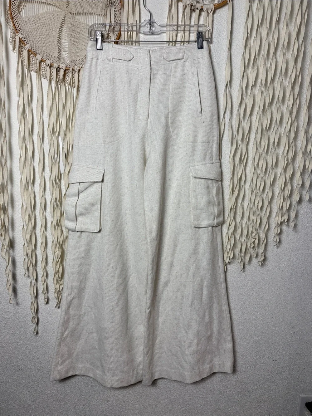 Torn by Ronny Kobo Bernee Wide Leg Cargo Trouser in Stone Size XS